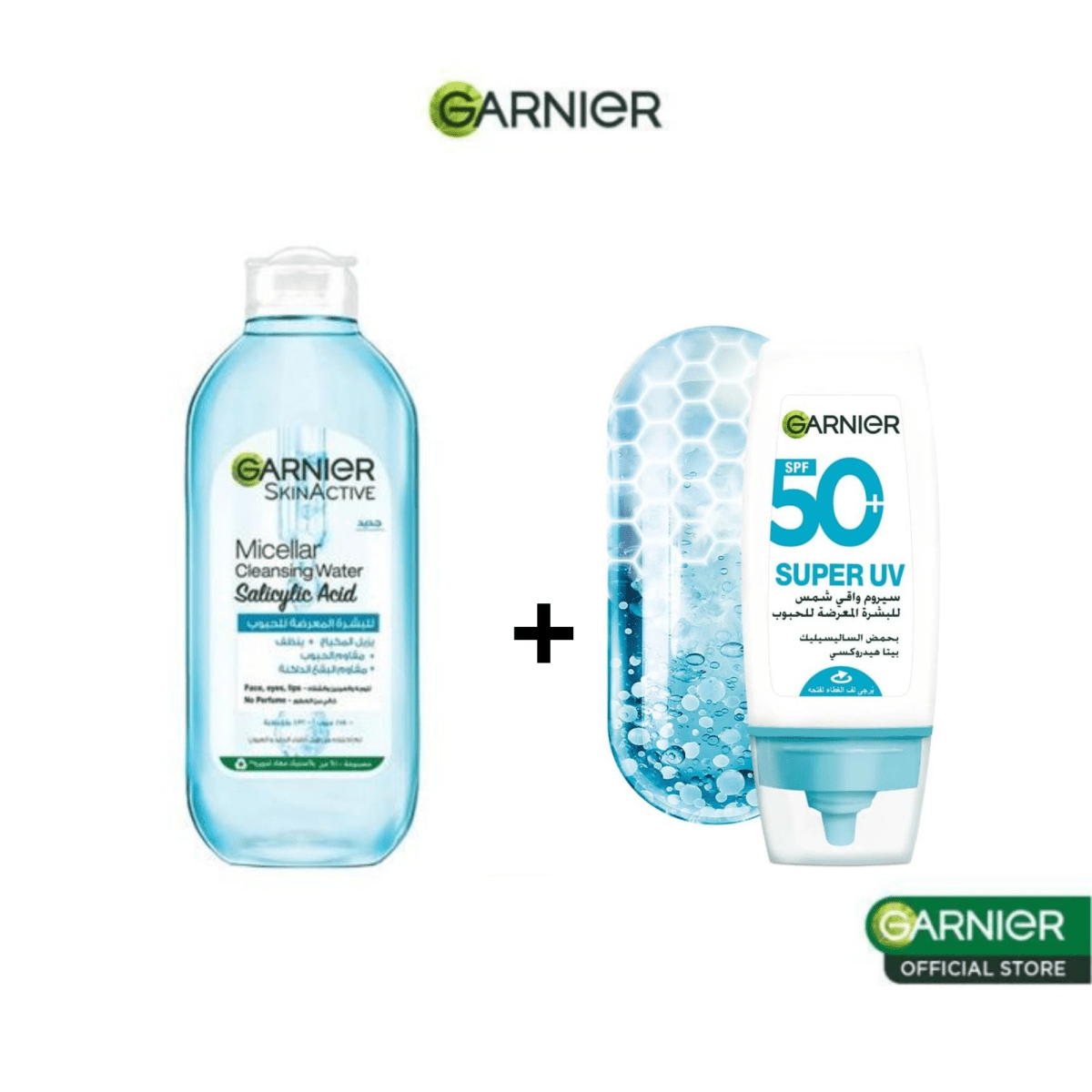GARNIER SKIN ACTIVE EAU MICELLAIRE ANTI ACNE 400ML + SUPERUV SPF50+ ANTI ACNE 30ML - Garnier | BeautyForYou.ma