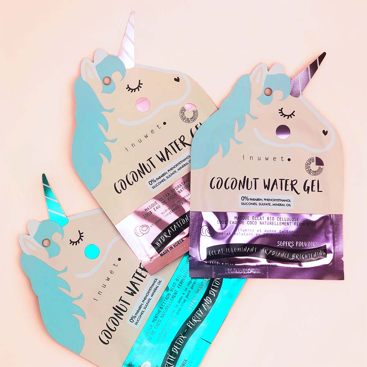 INUWET MASQUE LICORNE VISAGE ECLAT EN BIO CELLULOSE - Inuwet | BeautyForYou.ma