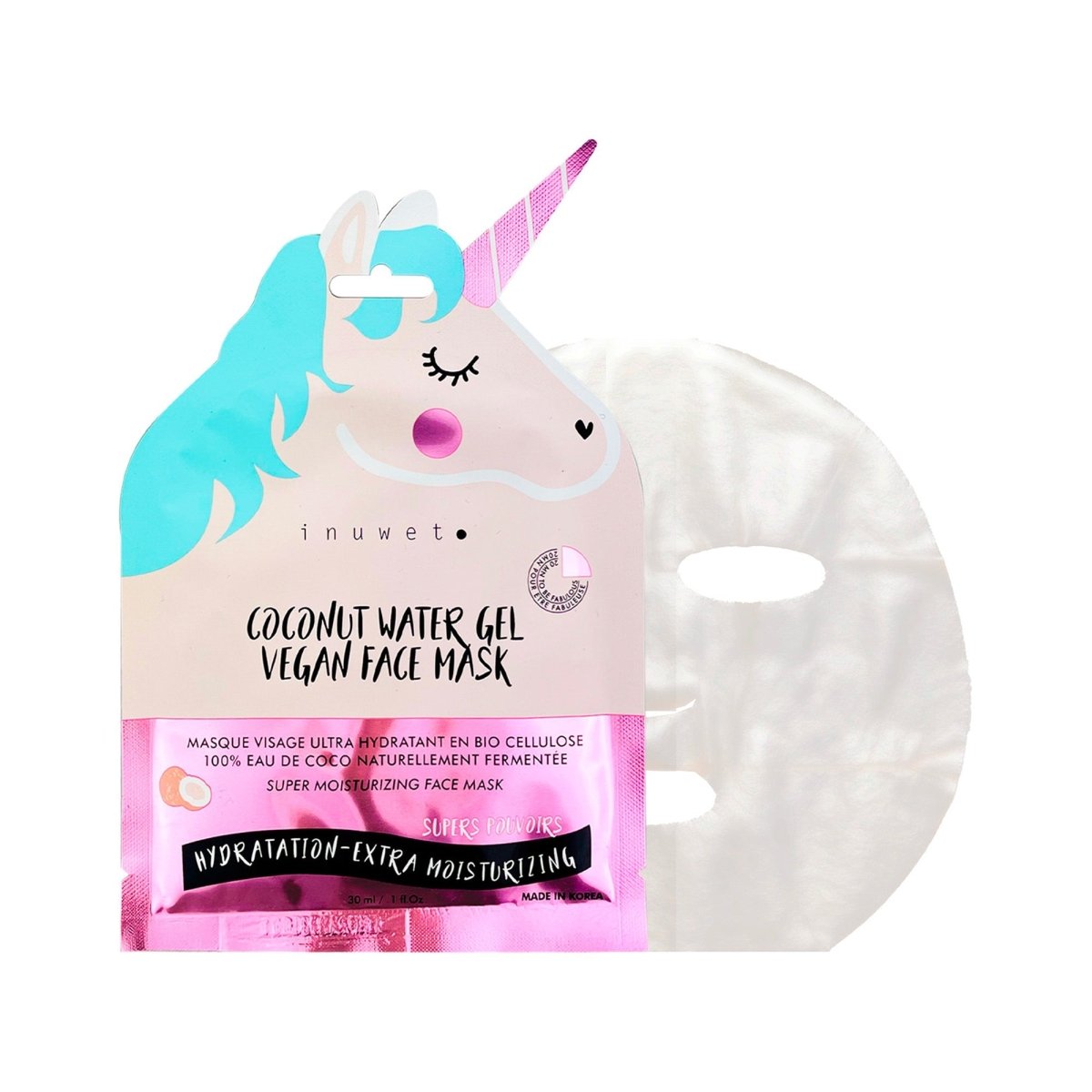 INUWET MASQUE LICRONE VISAGE UTRA HYDRATANT EN BIO CELLULOSE - Inuwet | BeautyForYou.ma