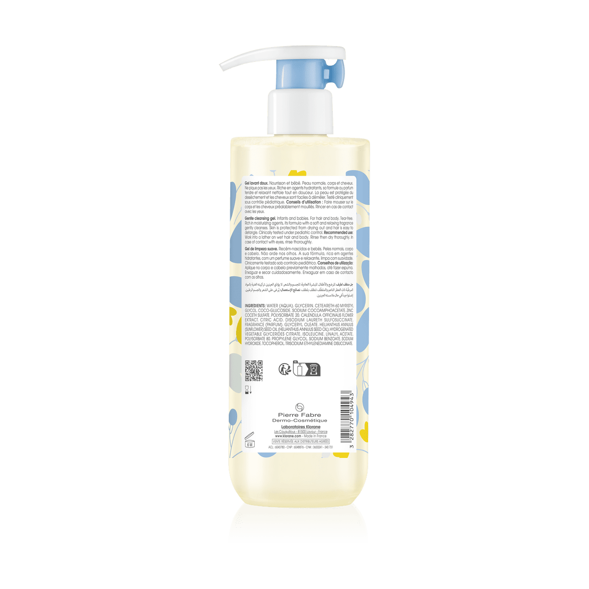 Klorane - Gel lavant doux au Calendula apaisant - Bébé - Corps et cheveux - Peau normale 500 ml - GZ000682