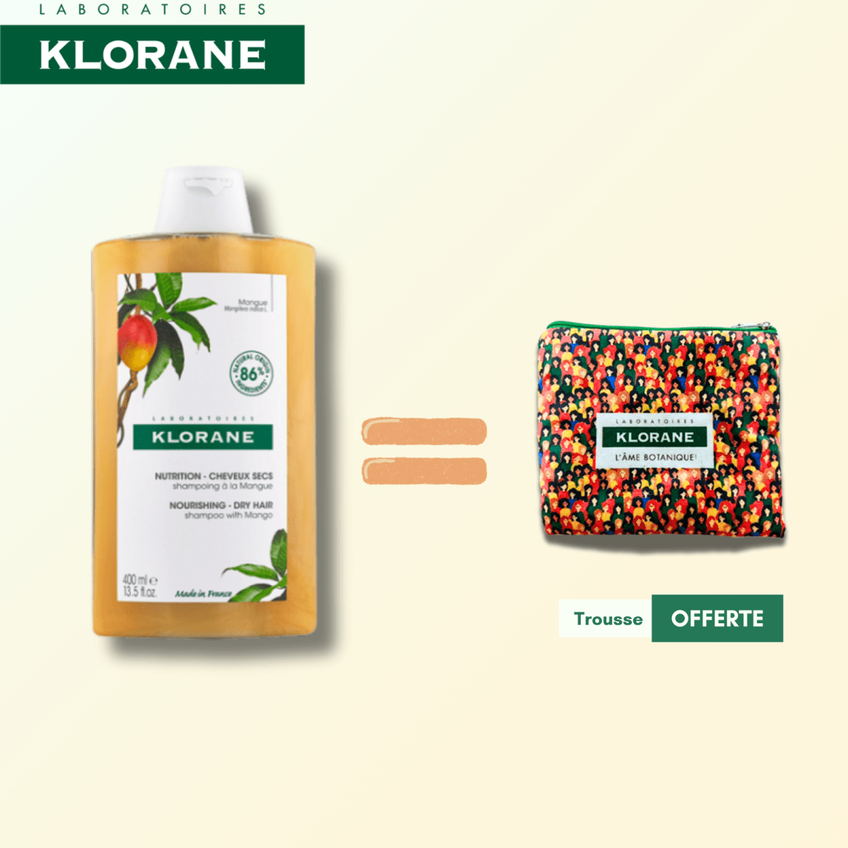 Klorane Shampooing Nourrissant à la Mangue = Trousse Femme - Klorane | BeautyForYou.ma