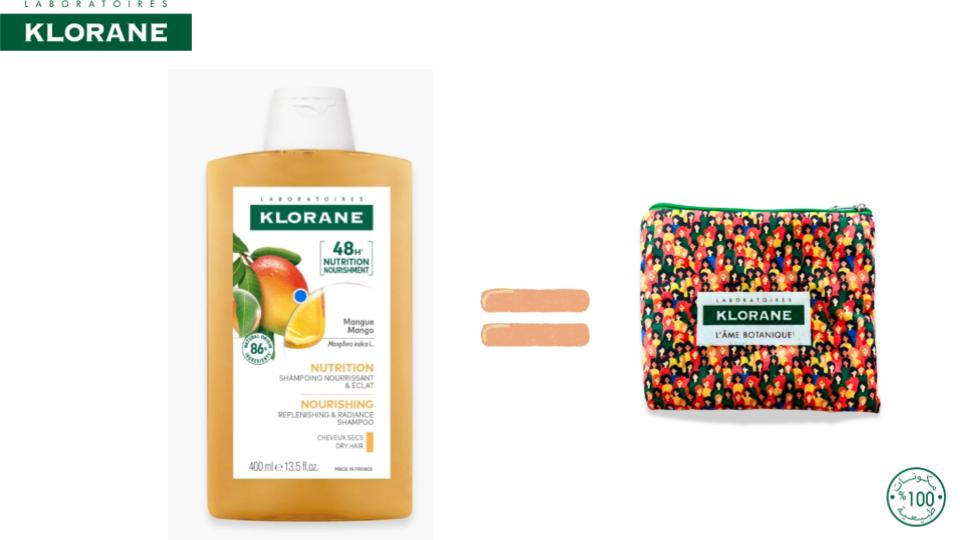 Klorane Shampooing Nourrissant à la Mangue = Trousse Femme - Klorane | BeautyForYou.ma
