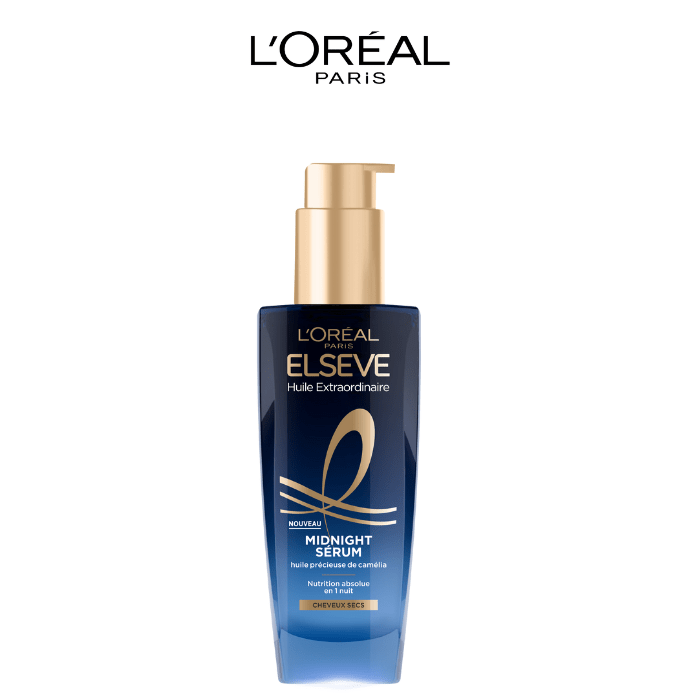 L'Oréal Paris - Sérum Capillaire de Nuit pour Cheveux Secs - Nutrition & Sans Transfert - Huile précieuse de Camélia - Elseve Huile Extraordinaire - 100ml - L'Oréal Paris | BeautyForYou.ma