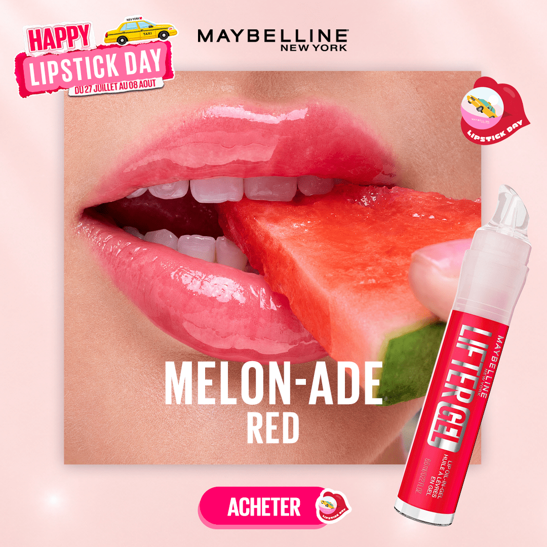 Maybelline Lifter Gel - Brillant à Lèvres Huile en Gel - Brillance Effet Miroir & Lèvres Rebondies - Hydratation 24H - Pen Twist Précis - Teinte : 005 - Melon Ade - 6,6 ml - Maybelline | BeautyForYou.ma