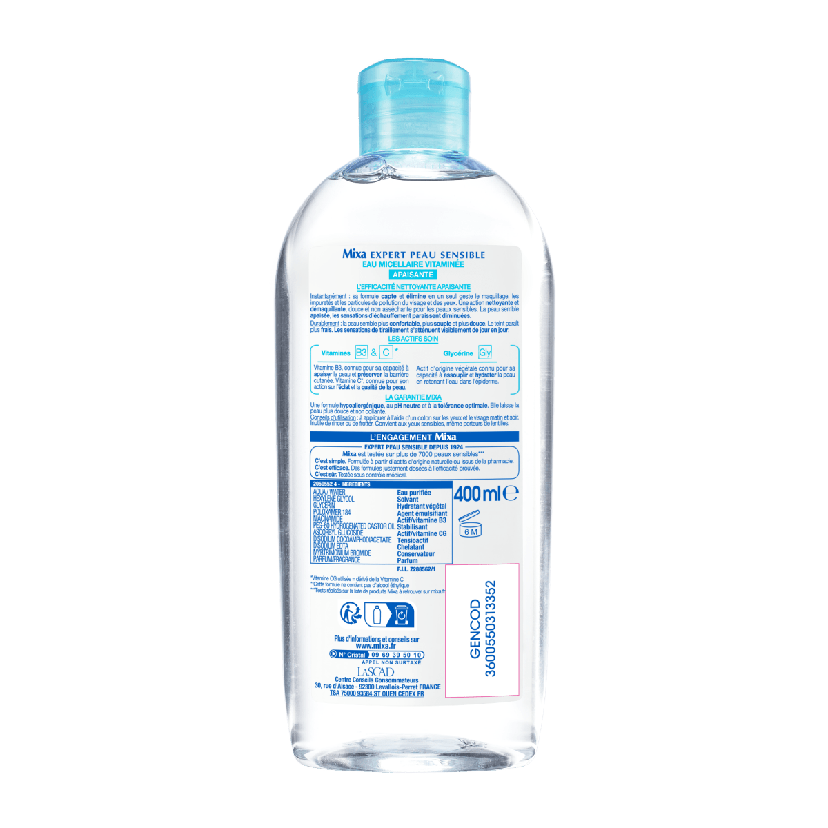 MIXA EAU MICELLAIRE APAISANTE 400ML - Mixa | BeautyForYou.ma