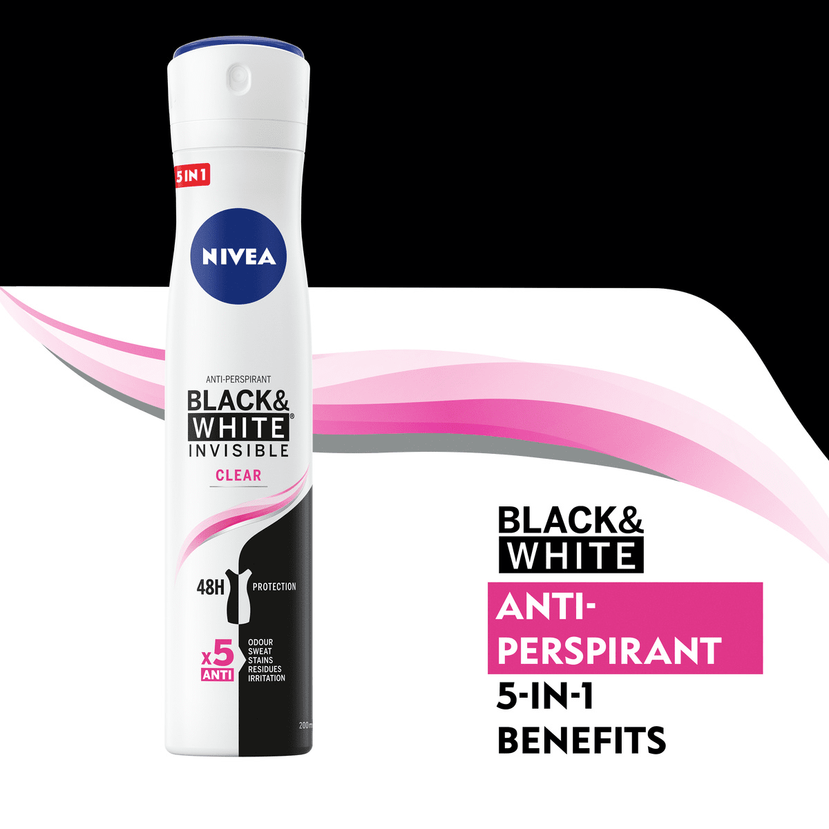 NIVEA, Déodorant Femme, Black & White Original, Spray 200ml - 82238