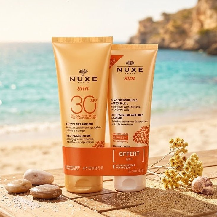 NUXE Lait Solaire Fondant Haute Protection SPF30 150ml = Shampooing Douche après-soleil 100ml - Nuxe | BeautyForYou.ma