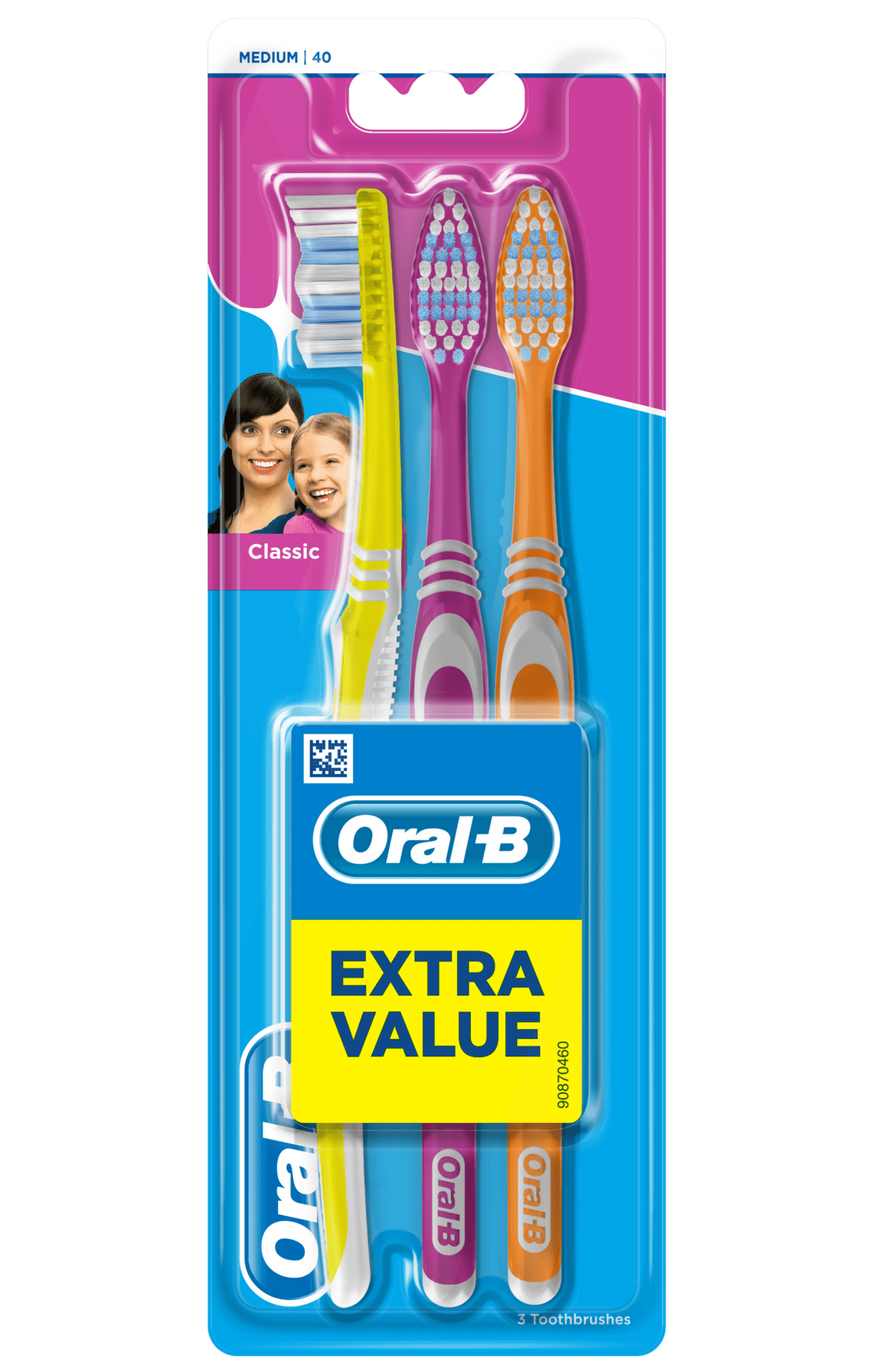 Oral B Brosse à Dents Classic 3 Effect 40 Medium - 3 unités - 3014260023089