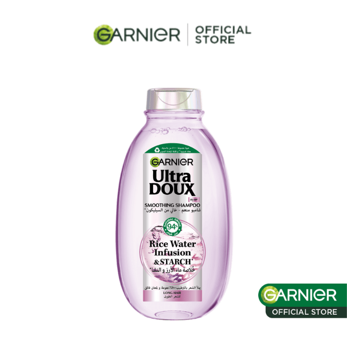 Garnier Ultra Doux - Shampooing Lissant Douceur & Brillance à l'Infusion d'Eau de Riz - Cheveux Rebelles et Indisciplinés - 200 ml - 3610340670947