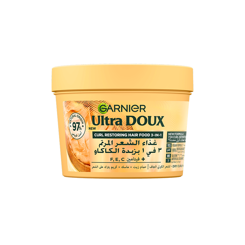 Garnier - Ultra Doux Hair Food - Masque Nutrition Boucles au Beurre de Cacao - Pour Cheveux Bouclés à Frisés - 390 ml - Garnier | BeautyForYou.ma