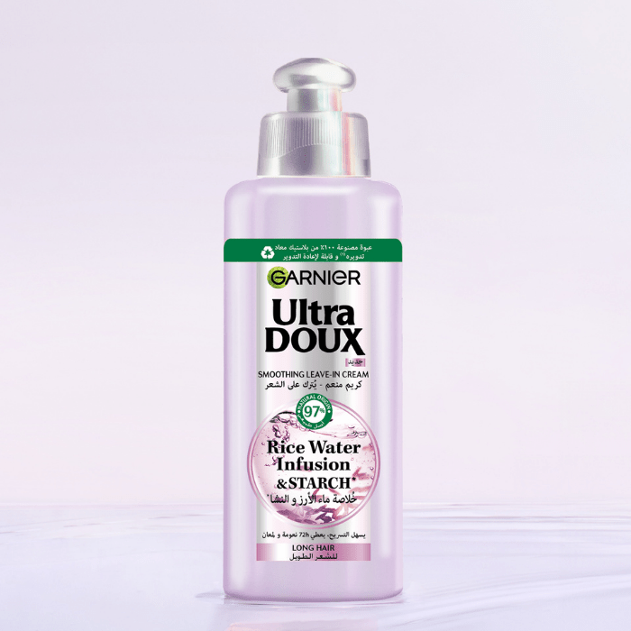 Garnier Ultra Doux Eau de Riz pour Cheveux Fragiles & Cassants - Crème de Soin 2 - en - 1 Réparation Anti - Frisottis - Au Miel d'Acacia, de Manuka & de Lavande - 200ml - 3610340671258