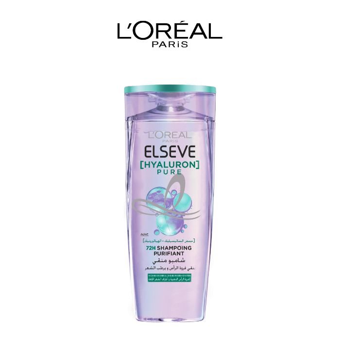 L'Oréal Paris - Shampooing Purifiant 72h pour Cuir Chevelu Gras - Complexe à l'Acide Salicylique et Hyaluronique - Protocole de Soin Capillaire - Elseve Hyaluron Pure - 300 ml* - 3610340670985