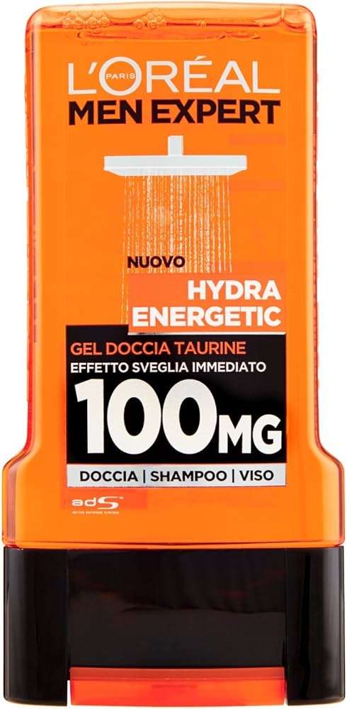 L'ORÉAL Paris Men Expert Hydra Energetic Gel Douche Homme, Taurina Effet Réveil immédiat, 300 ml - 3600523232468