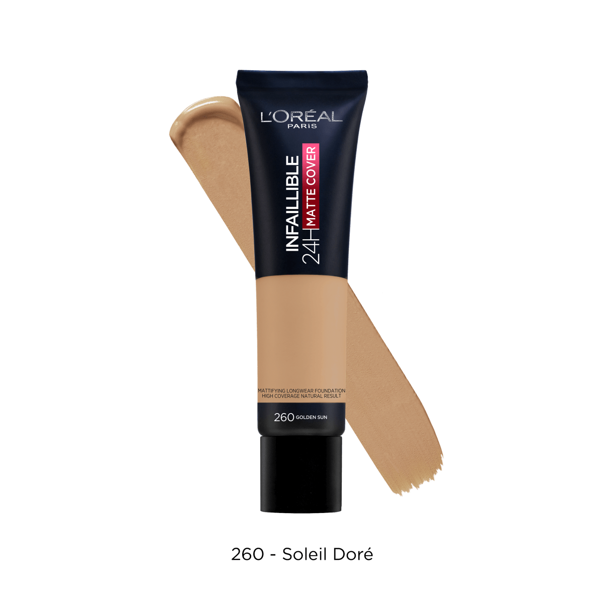 L'Oréal Paris - Fond de Teint Fluide Infaillible 32h Fresh Wear - Tous Types de Peau - Teinte : 260 Soleil Dore/G - 3600523614486
