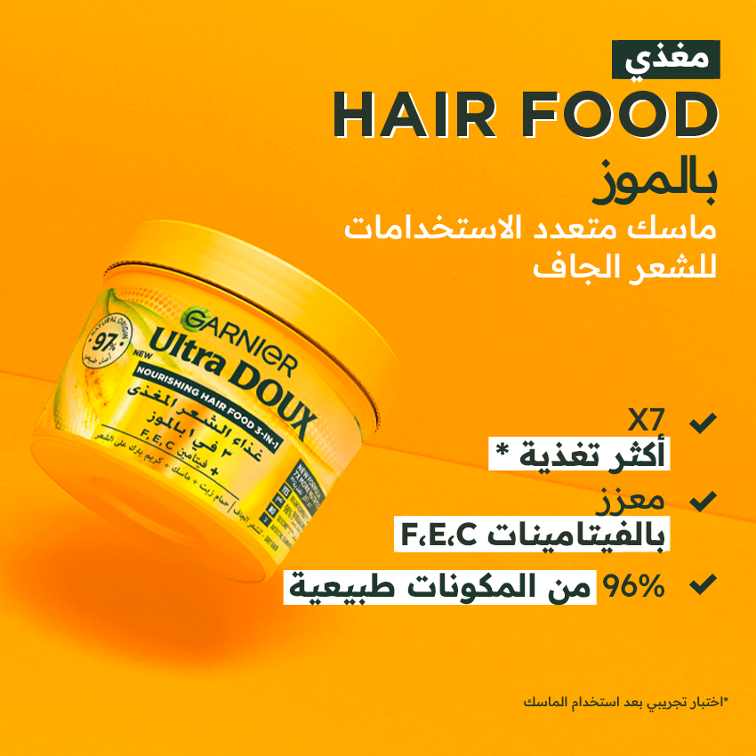 Garnier - Fructis Hair Food - Masque Nourrissant à la Banane - Pour Cheveux Secs - 390 ml - 3600542370110