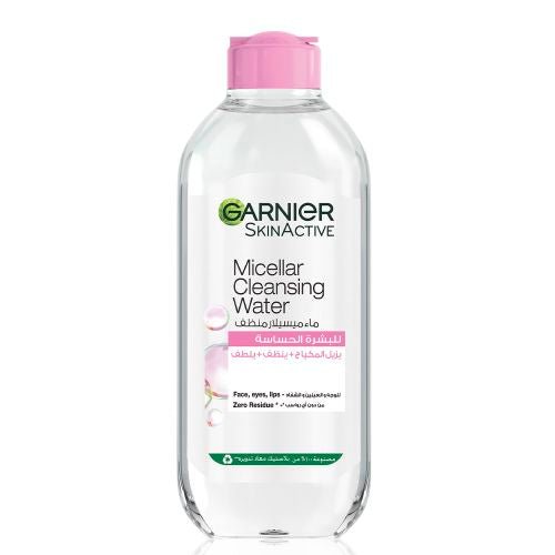 GARNIER Skin Active - Solution Micellaire Tout - En - 1 - Nettoie, Démaquille & Hydrate - Micelles & Glycérine Hydrantante - Sans Parfum - Visage, Yeux, Lèvres - Peaux Sèches & Sensibles - 400 ml - 3600541729711
