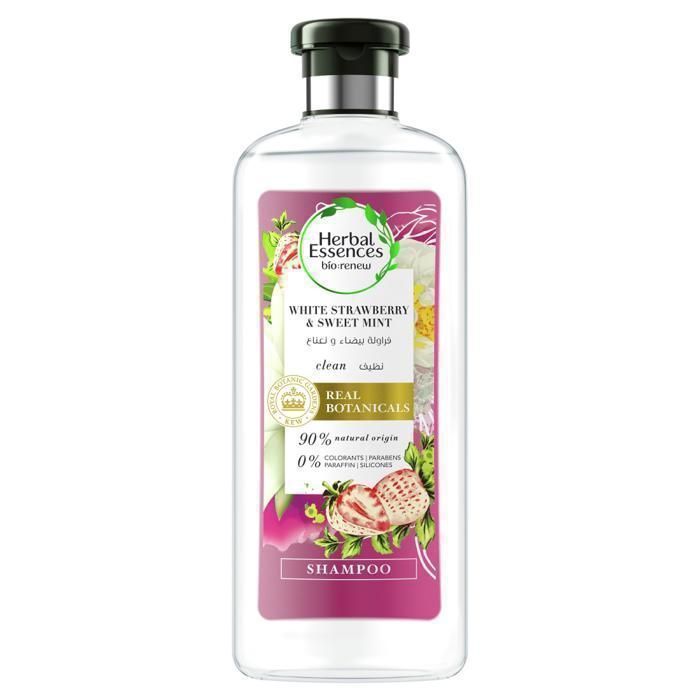 Shampoing HERBAL ESSENCE WHITE STRAWBERRY ET SWEET MINT 400ML - 8001090662293