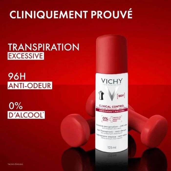 VICHY CLINICAL CONTROL ANTI TRANSPIRANTS ANTI ODEURS ANTI TACHES 125 ML - Vichy | BeautyForYou.ma