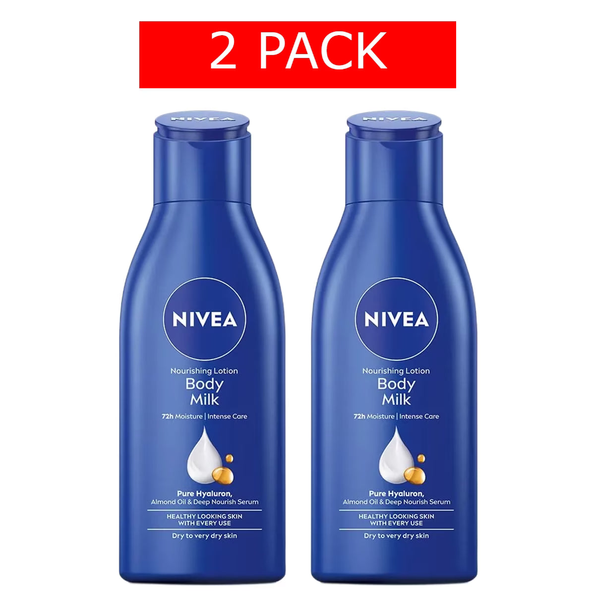 2XNIVEA Lait Corps Rich Nourrissant 250ml – Nutrition Intense & Peau Douce 48h