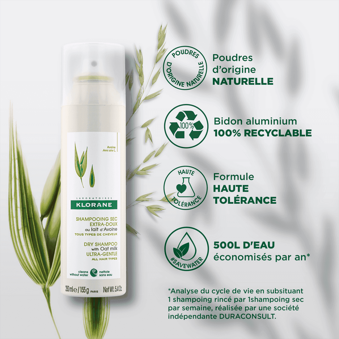 KLORANE SHAMPOING SEC EXTRA DOUX A L’AVOINE 250ML - 20001307