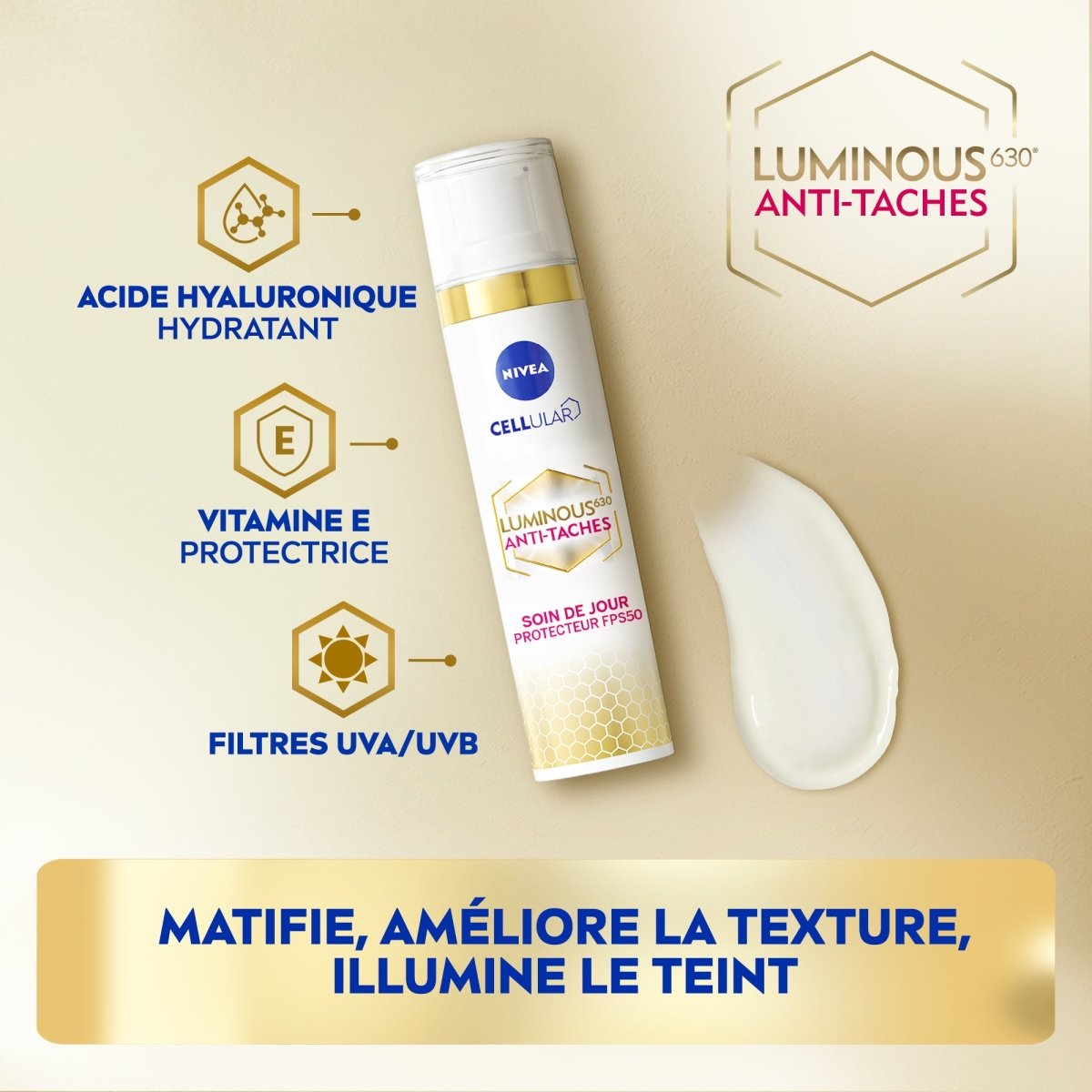 NIVEA Soin de jour anti - taches SPF 50 LUMINOUS 630 40ml - Nivea | BeautyForYou.ma