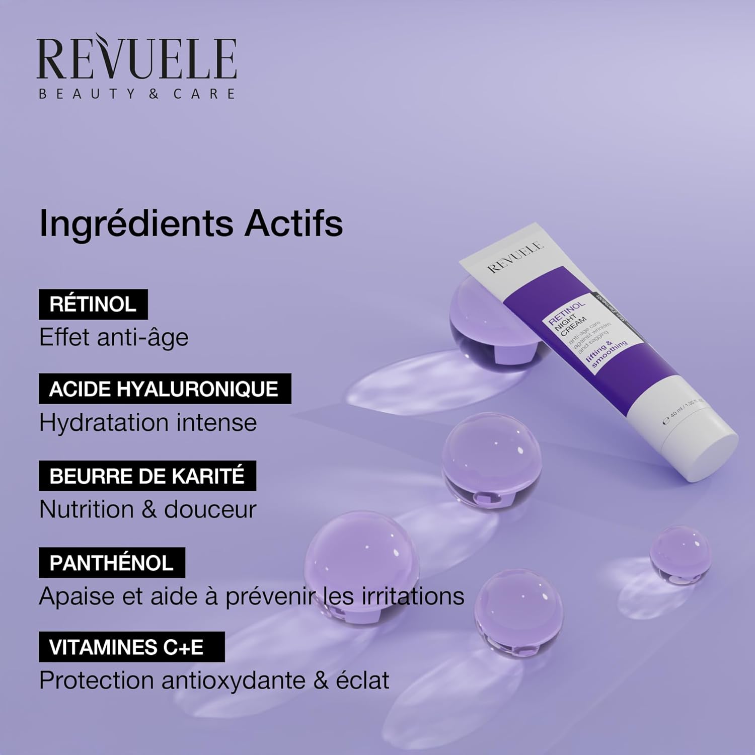 REVUELE RETINOL NIGHT CREAM, 40 ml