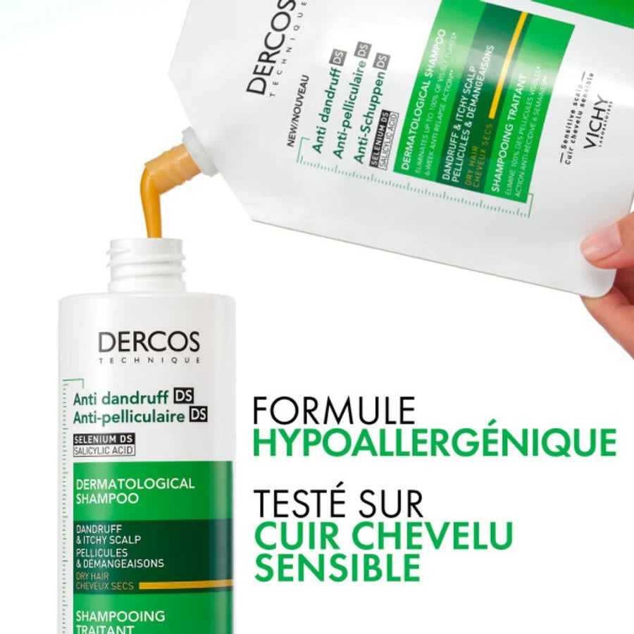 VICHY DERCOS SHAMPOOING ÉCO-RECHARGE ANTI-PELLICULAIRE DS - CHEVEUX SECS