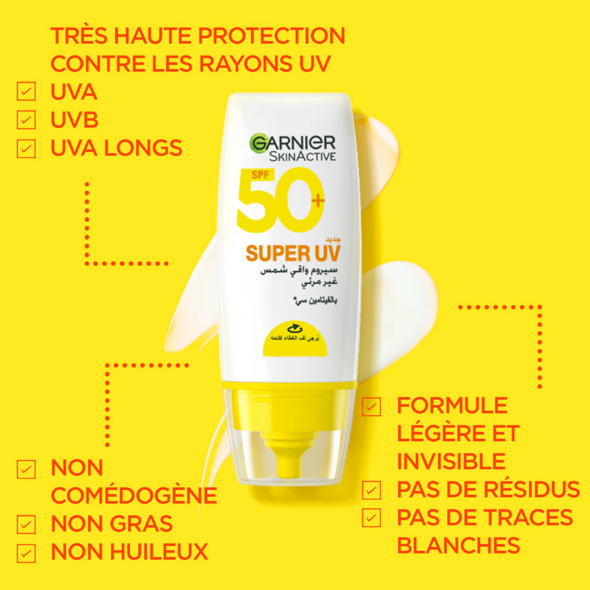 Garnier- Super UV SPF 50+ nvisible Serum Vitamine C 30ML