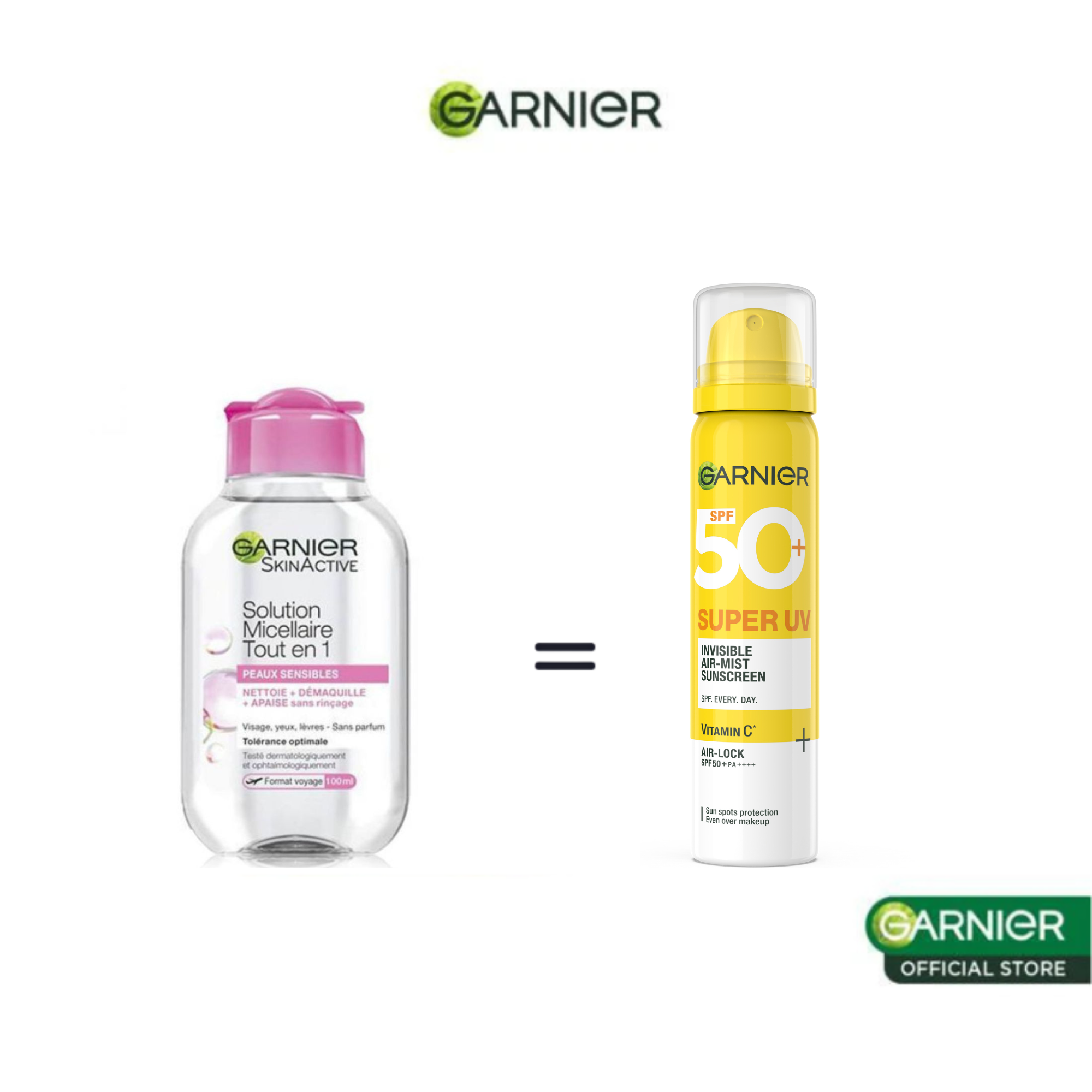 GARNIER SKIN ACTIVE EAU MICELLAIRE PEAU SENSIBLE 100ML + SUPER UV SPF50+ MIST INVISIBLE 75ML