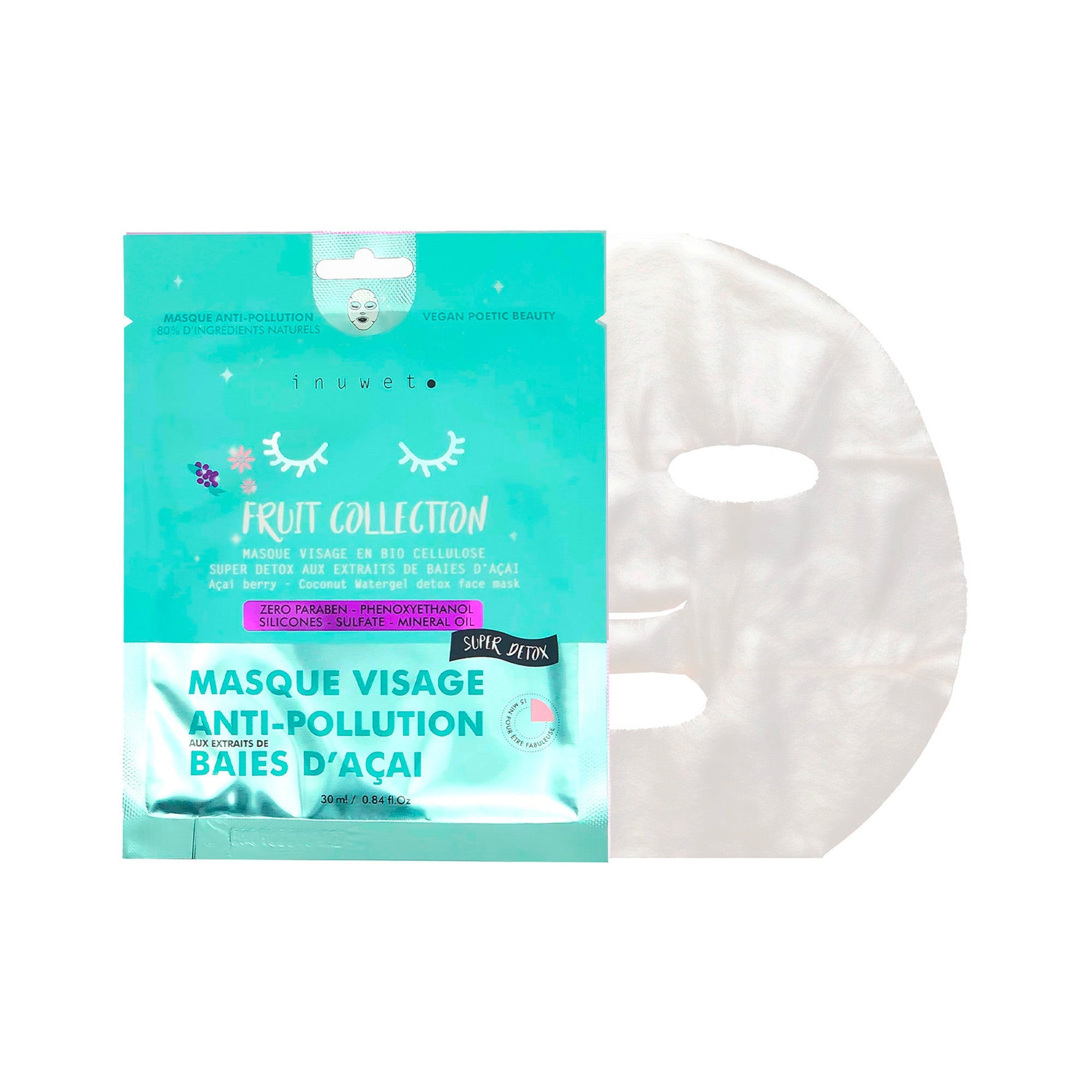INUWET FRUIT COLLECTION - MASQUE VISAGE DETOX - BAIES D'ACAI