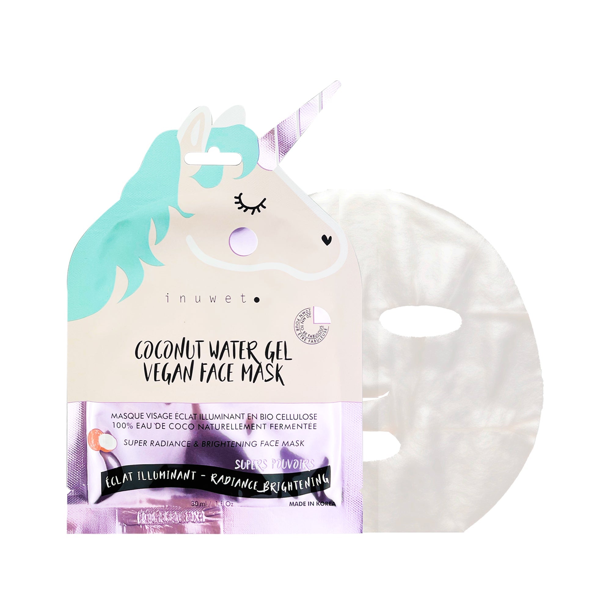 INUWET MASQUE LICORNE VISAGE ECLAT EN BIO CELLULOSE