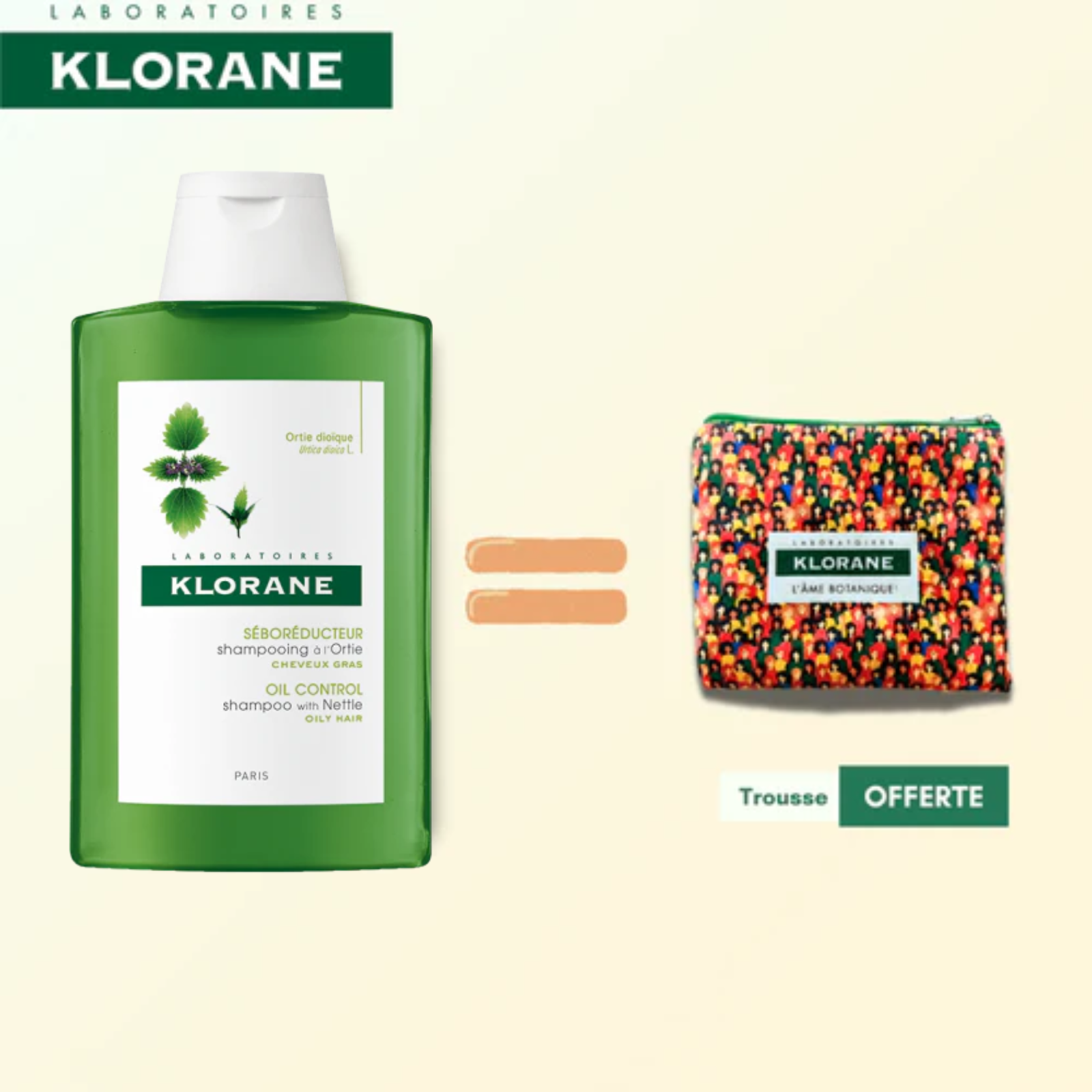 KLORANE ORTIE SHAMPOOING SEBOREGULATEUR 400ML = TROUSSE OFFERTE