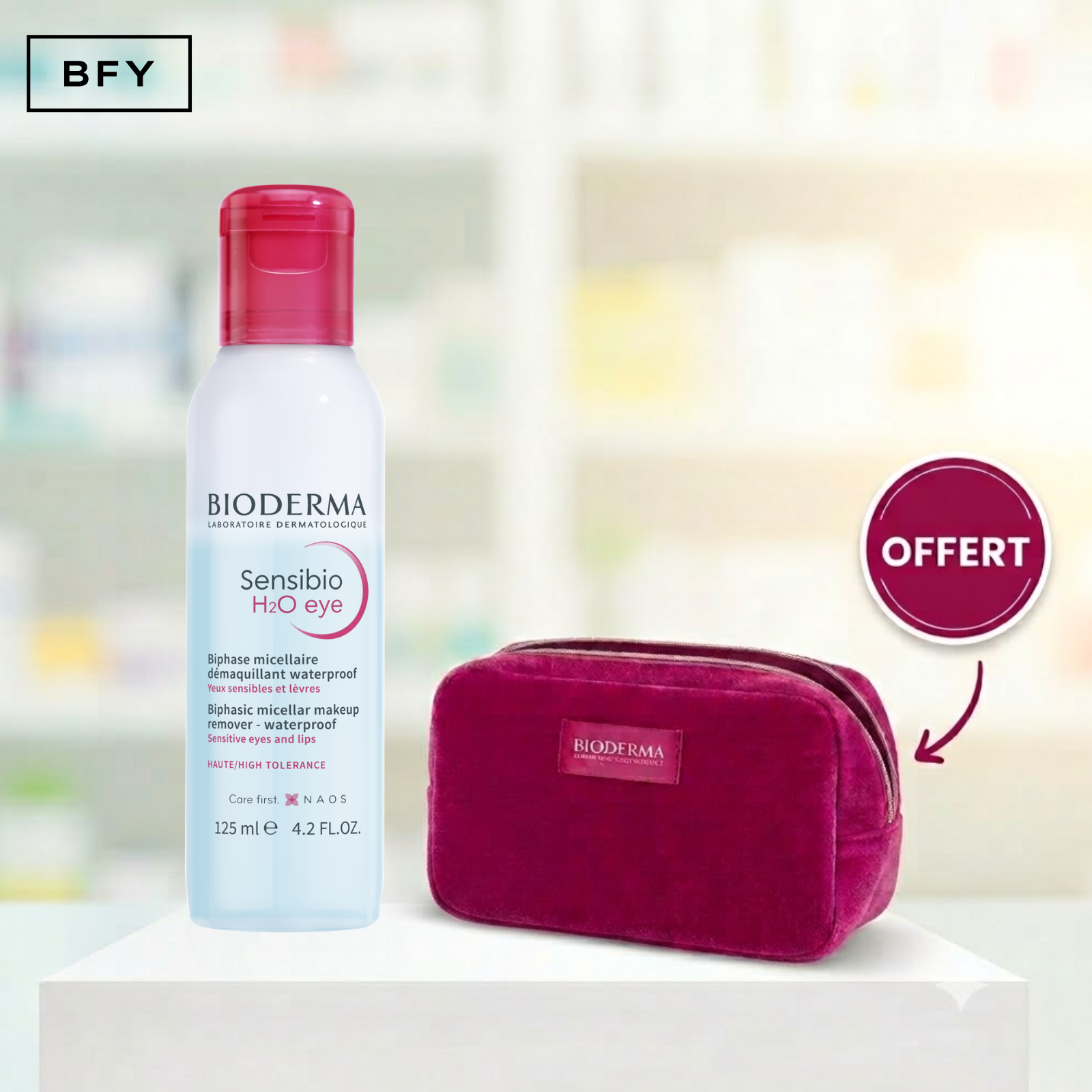 BIODERMA SENSIBIO H2O YEUX DEMAQUILLANT 125 ML = TROUSSE OFFERTE