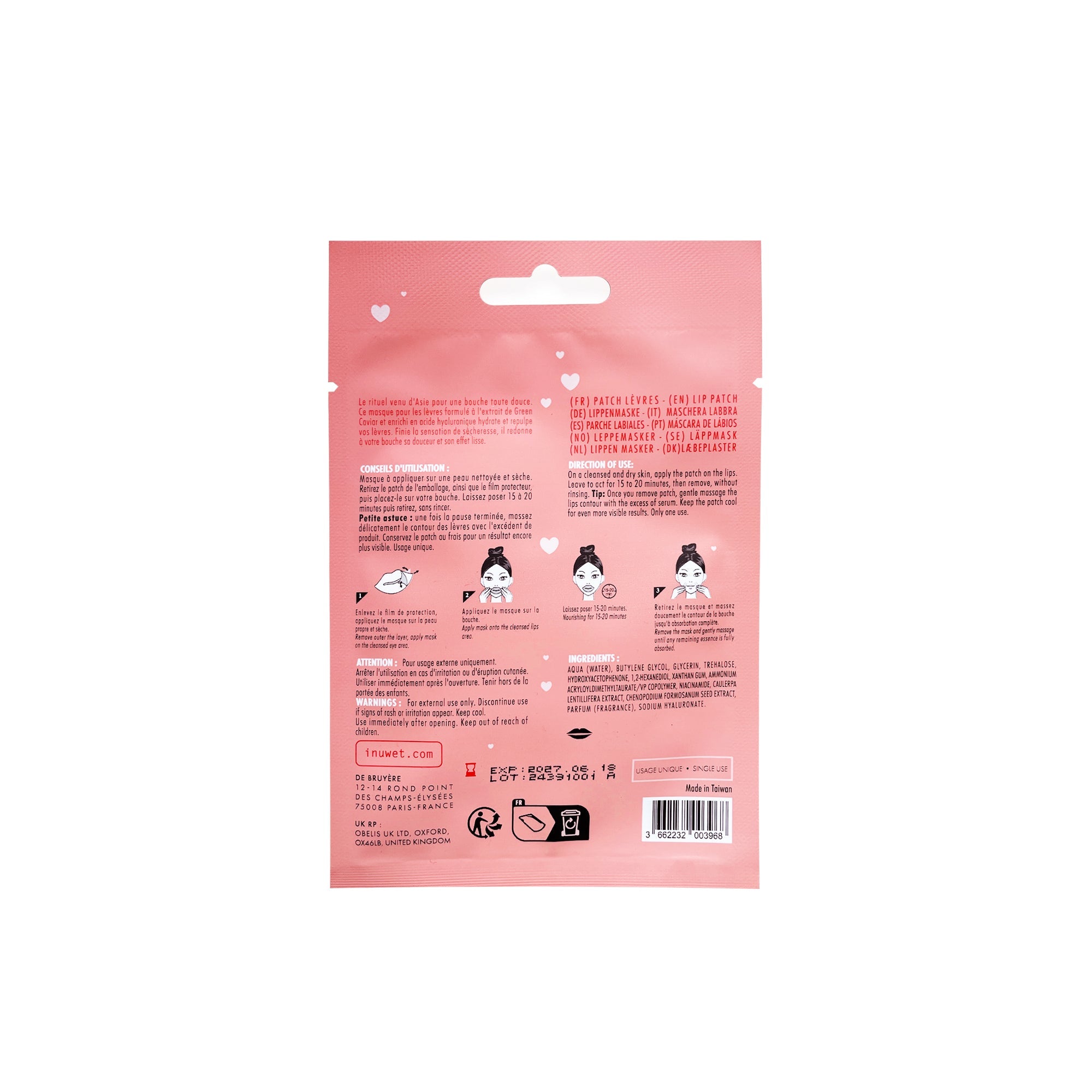 INUWET LIPS PATCH BIO CELLULOSE