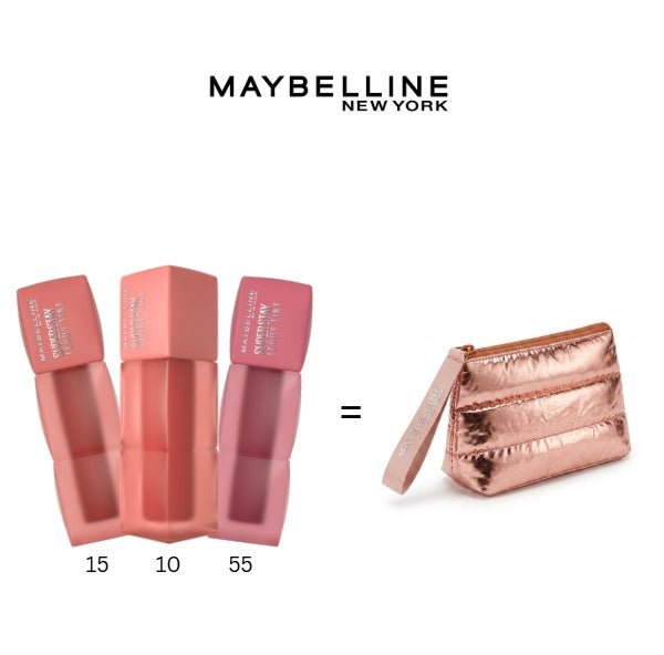 MAYBELLINE LOT DE 3 SUPERSTAY TEDDY TINT 10-15-55 + TROUSSE OFFERTE