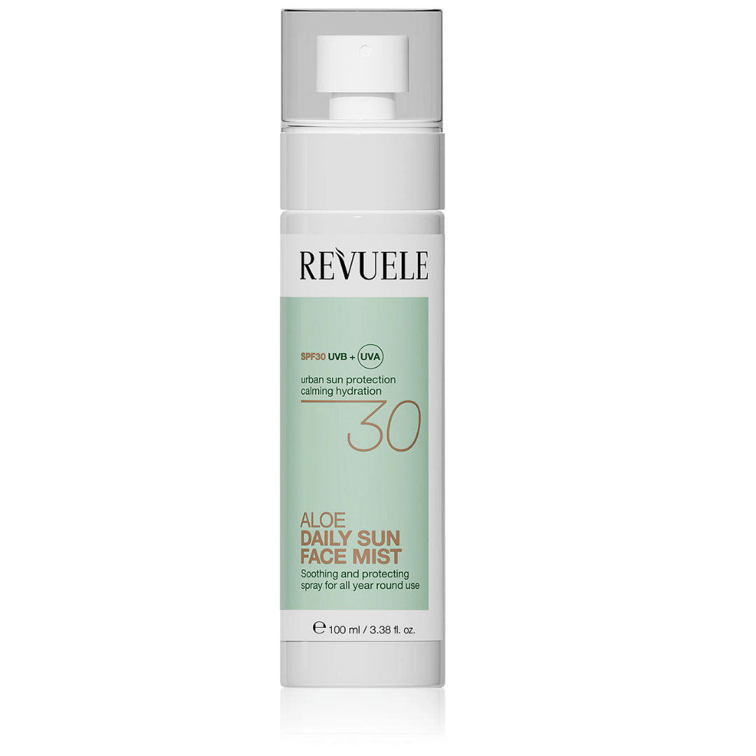 Aloe Daily Sun Face Mist SPF 30 – Brume Solaire Visage Hydratante à l’Aloe Vera, 100 ml - Revuele | BeautyForYou.ma