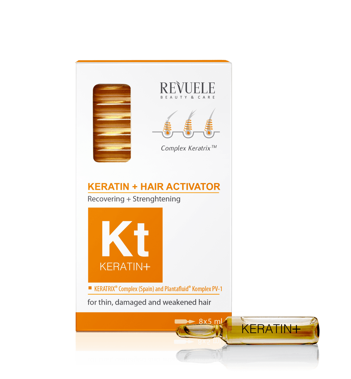 Ampoules Keratin+ Hair Restoration Activator - renforce la structure des cheveux et nourrit le cuir chevelu, 8x5ml