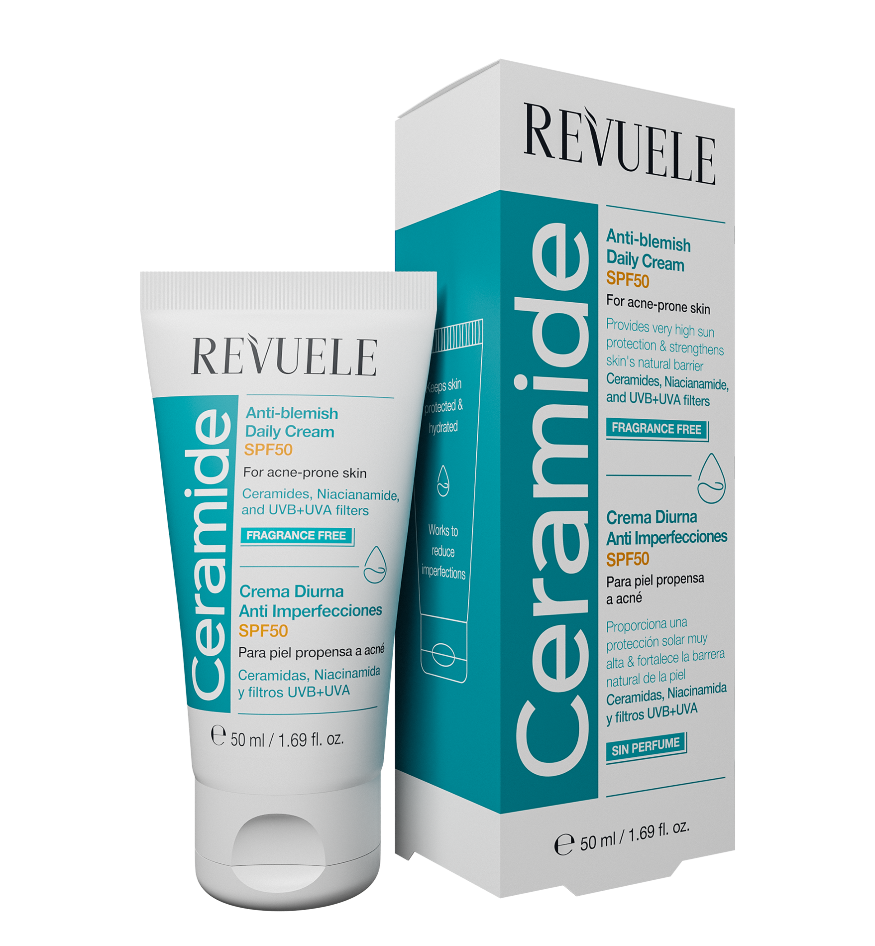 REVUELE CERAMIDE ANTI-BLEMISH DAILY CREAM SPF50, 50ml