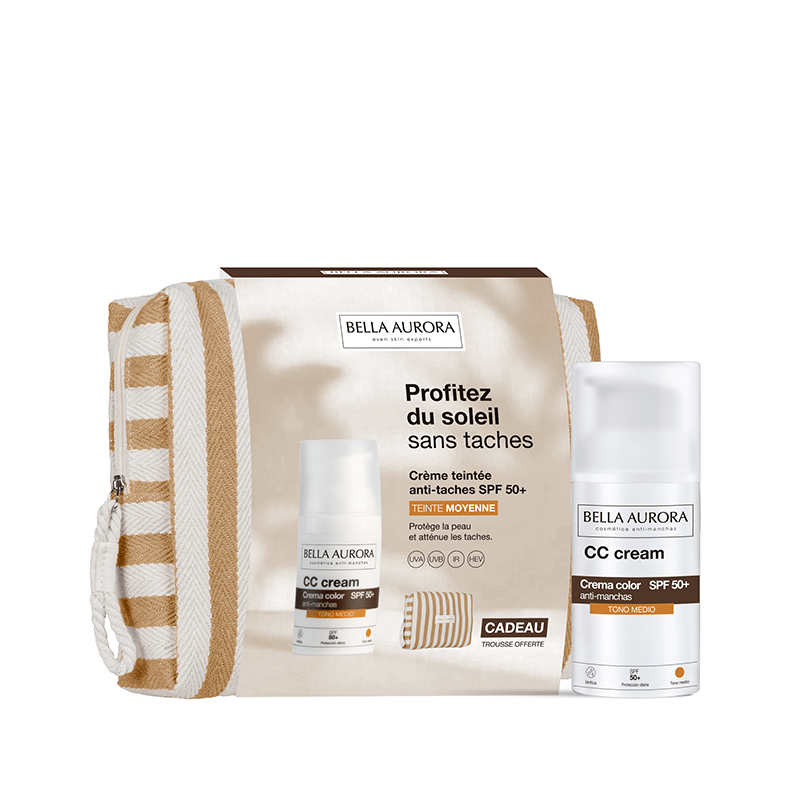 BELLA AURORA-CC Cream CLAIRE+Trousse Coton Rayée - BELLA AURORA | BeautyForYou.ma