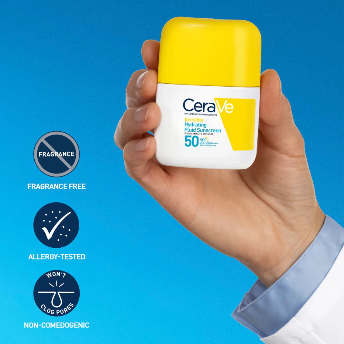 Cerave Fluide Hydratant Invisible SPF50 Peau Normale à Sèche 50ml - Cerave | BeautyForYou.ma