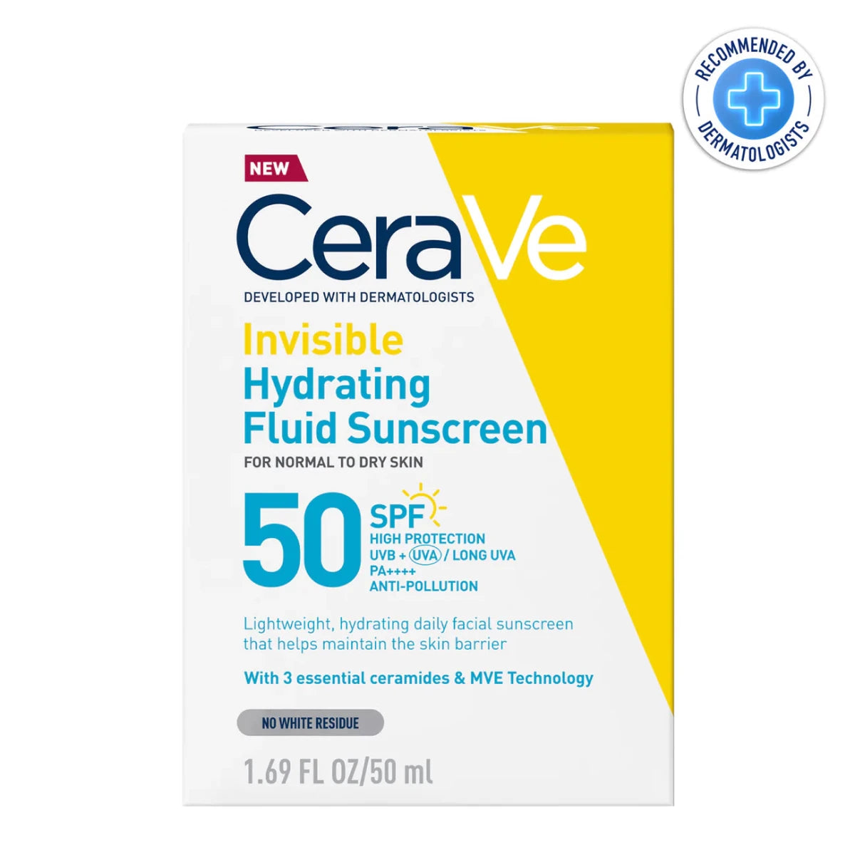 Cerave Fluide Hydratant Invisible SPF50 Peau Normale à Sèche 50ml - Cerave | BeautyForYou.ma