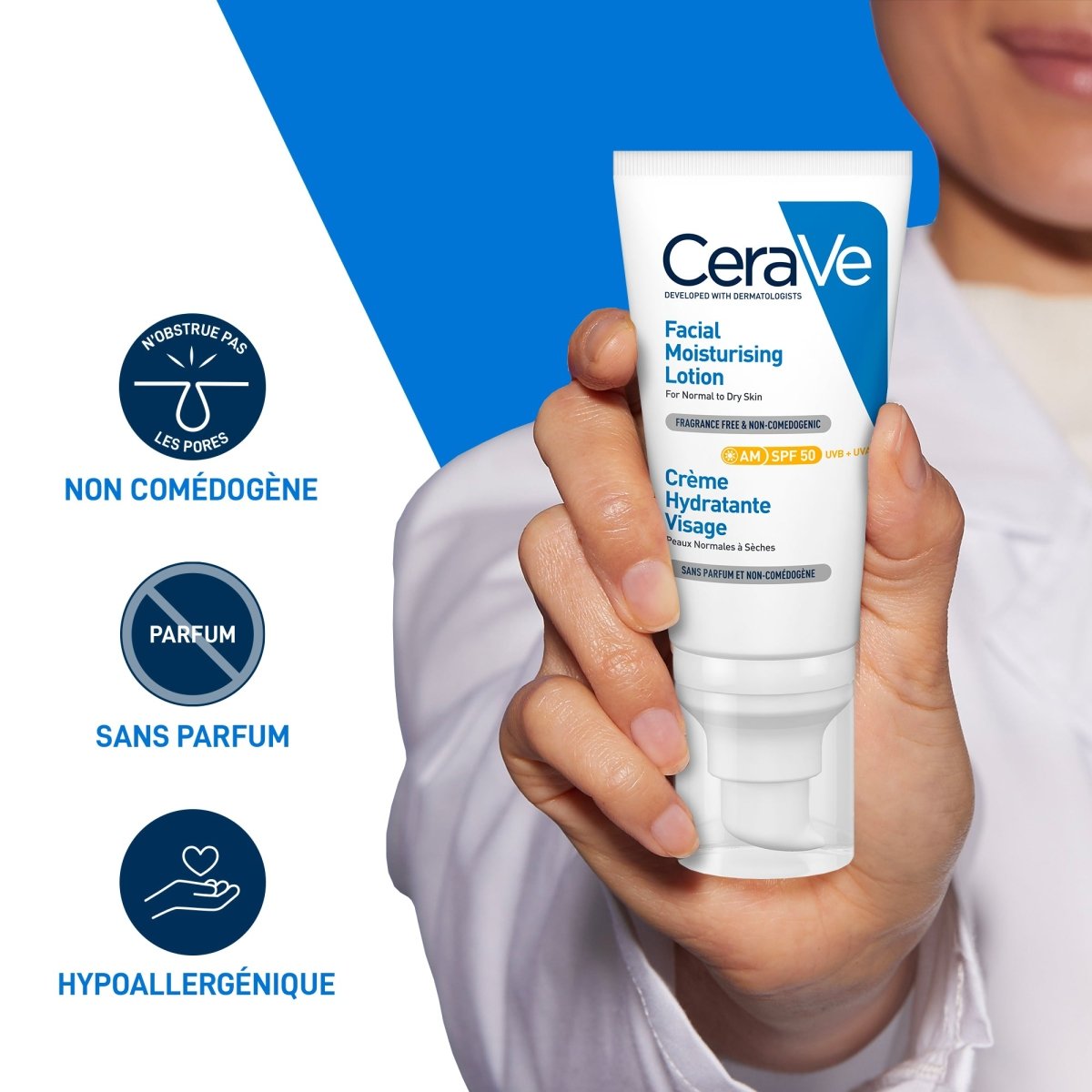 Crème hydratante SPF50 52ml - Cerave | BeautyForYou.ma