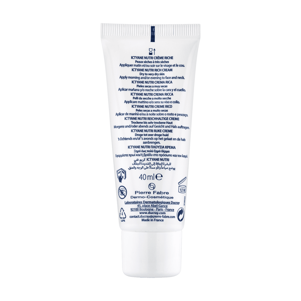 Ducray — Crème riche Visage — Crème visage peau sèche — Ictyane Nutri - 20000156