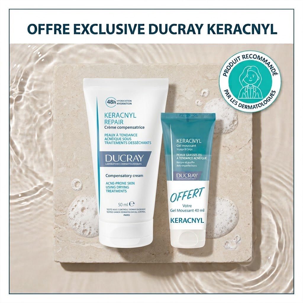 DUCRAY KERACNYL REPAIR CREME COMPENSATRICE 50ML = KERACNYL GEL 40ML OFFERT - Ducray | BeautyForYou.ma