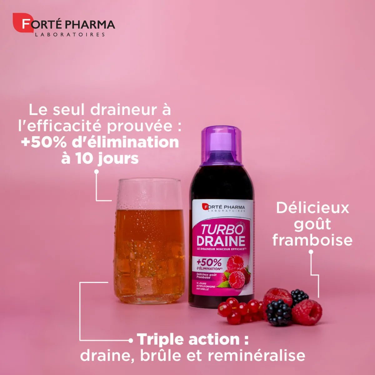 FORTE TURBODRAINE FRAMBOISE 500 ML - Forté Pharma | BeautyForYou.ma
