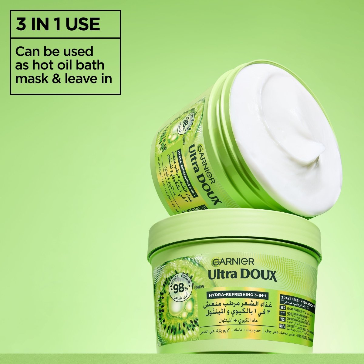 GARNIER ULTRA DOUX HAIR FOOD KIWI 390 ML : Le soin miracle pour racines grasses et pointes sèches - Garnier | BeautyForYou.ma
