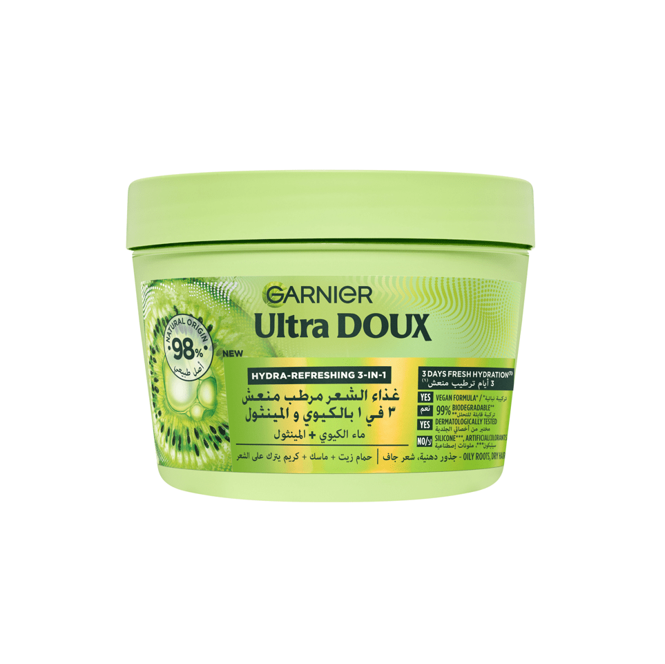 GARNIER ULTRA DOUX HAIR FOOD KIWI 390 ML : Le soin miracle pour racines grasses et pointes sèches - Garnier | BeautyForYou.ma
