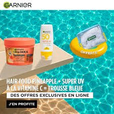 HAIR FOOD PINEAPPLE + SUPER UV A LA VITAMINE C = TROUSSE BLEUE - Garnier | BeautyForYou.ma