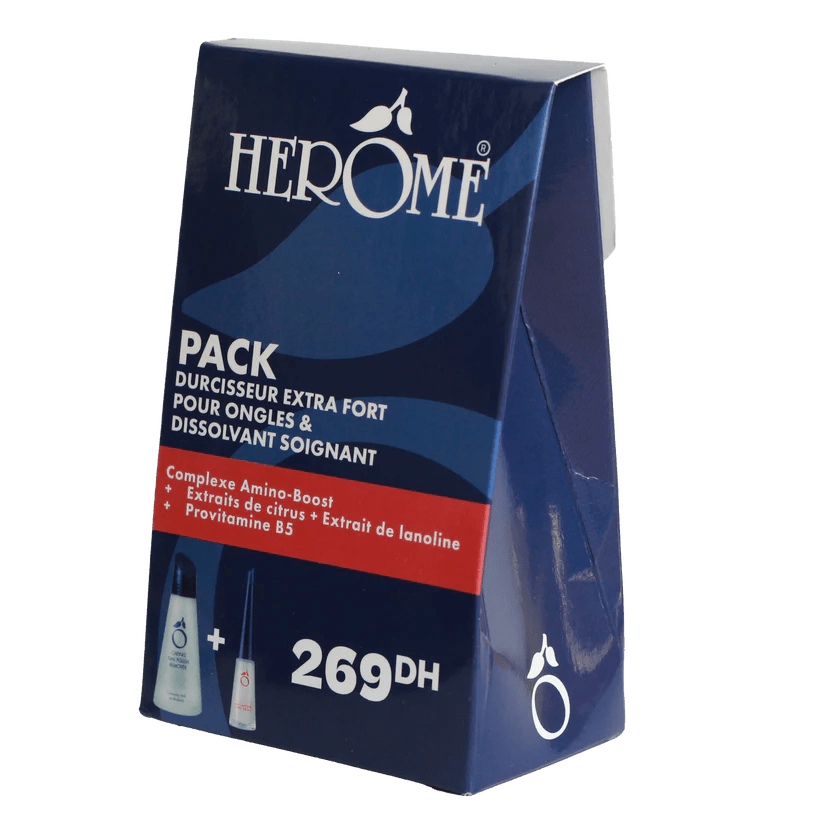 HEROME - PACK PROMO Durcisseur Extra Fort+Dissolvant - HERÔME | BeautyForYou.ma