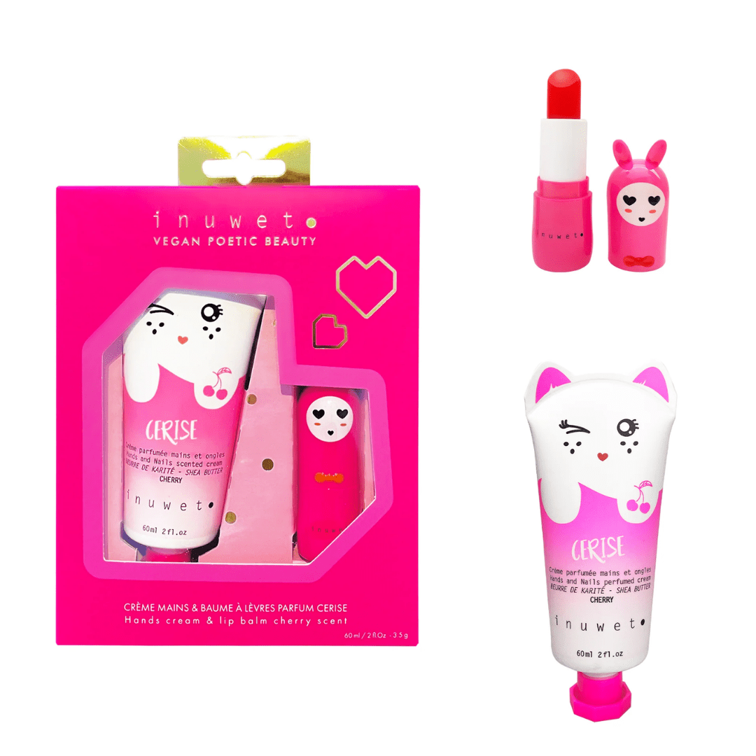 INUWET COFFRET WIZ - CREMES MAINS & BAUME LEVRES - CERISE - Inuwet | BeautyForYou.ma